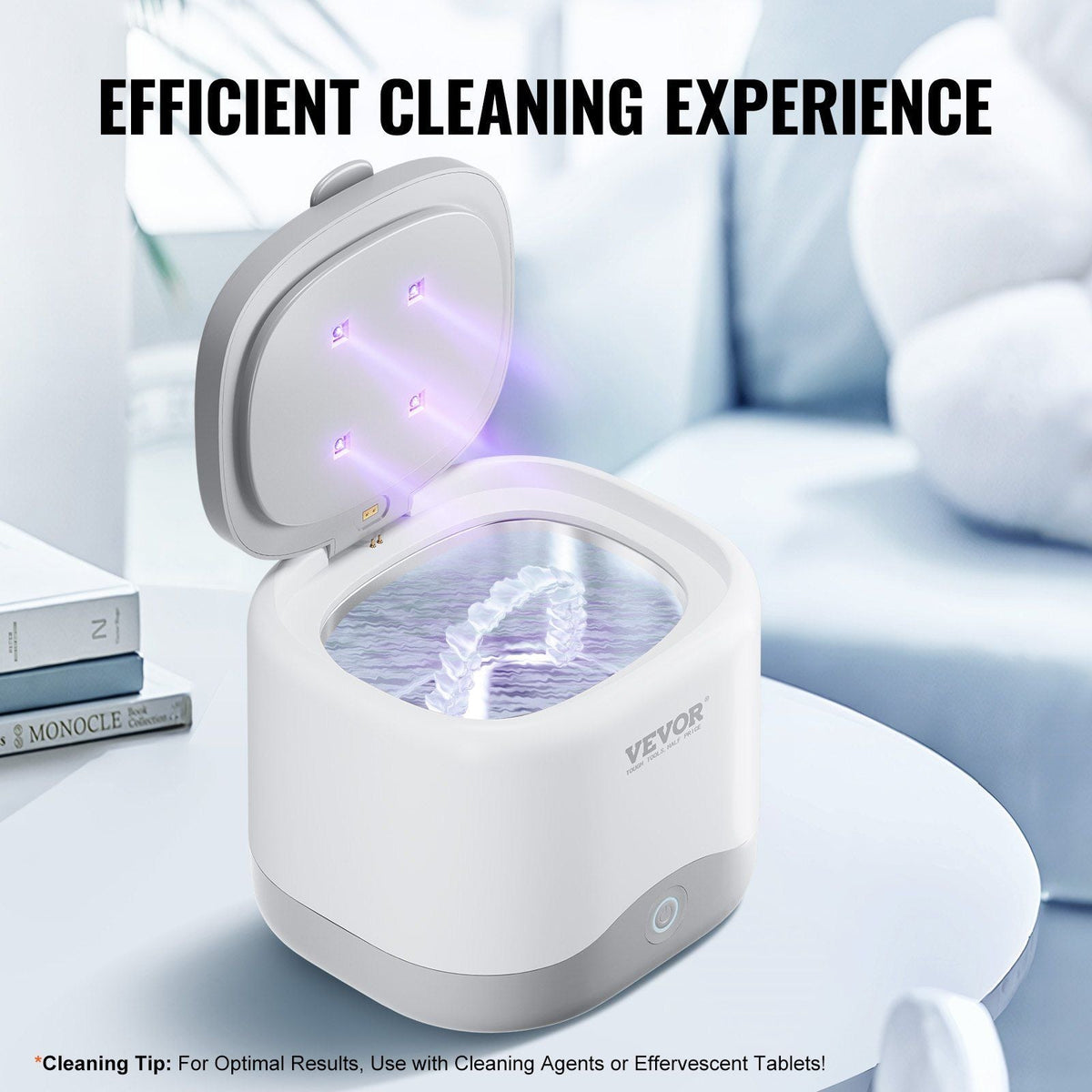Ultrasonic Cleaner,45kHz Ultrasonic Cleaner for Denture Cleaner, Retainer Cleaner, Mouth Guard Cleaner, Night Guard Cleaner, Retainer Cleaner Machine with 200ML Dental Cleaning Pod