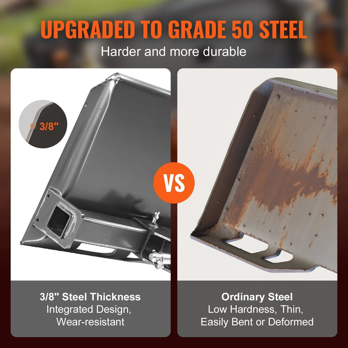 Universal 3-point Skid Steer Plate, 3/8" Skid Steer Attachment Plate, Skid Steer Mount Plate Steel Adapter Loader, Compatible with Deere, Kubota, Bobcat, Mahindra Skid Steers and Tractors
