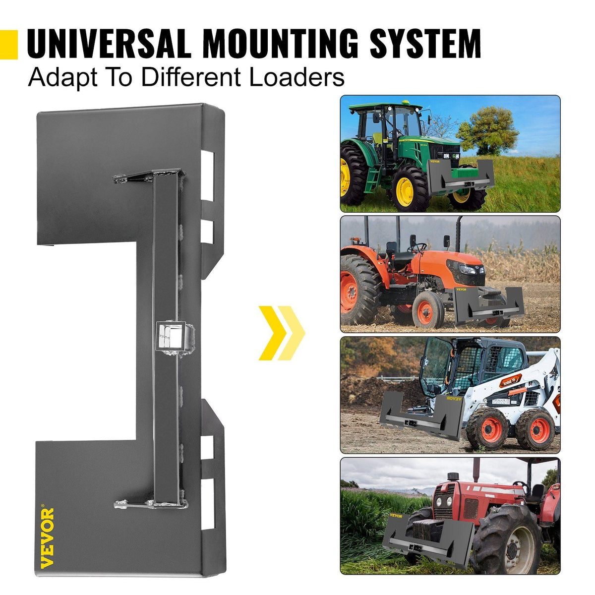 Universal Skid Steer Mount Plate 1/4" Thick Skid Steer Plate Attachment 3000LBS Weight Capacity Quick Attach Mount Plate Steel Adapter Loader Easy to Weld or Bolt to Different Accessories Gray