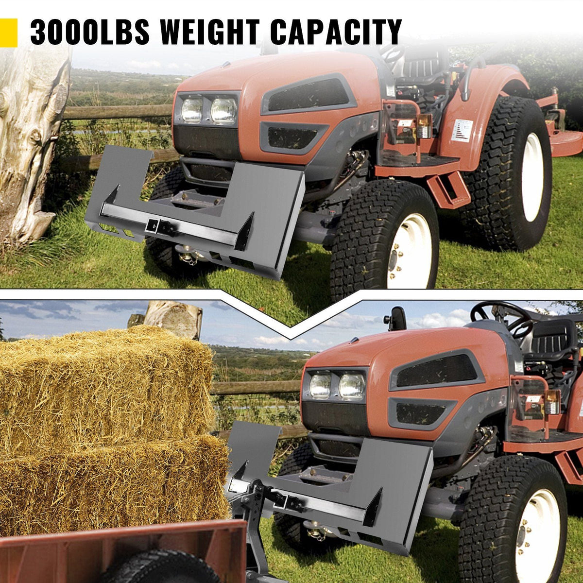 Universal Skid Steer Mount Plate 1/4" Thick Skid Steer Plate Attachment 3000LBS Weight Capacity Quick Attach Mount Plate Steel Adapter Loader Easy to Weld or Bolt to Different Accessories Gray