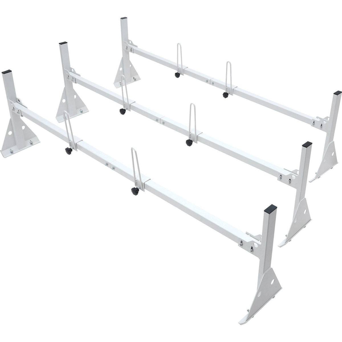 Van Ladder Rack, 56.3-61.4" Adjustable Rain Gutter Van Roof Racks, Alloy Steel Roof Rack with 750 lbs Capacity, Van Roof Ladder Rack with Ladder Stoppers, Compatible with Full-Size Vans, 3 Bars
