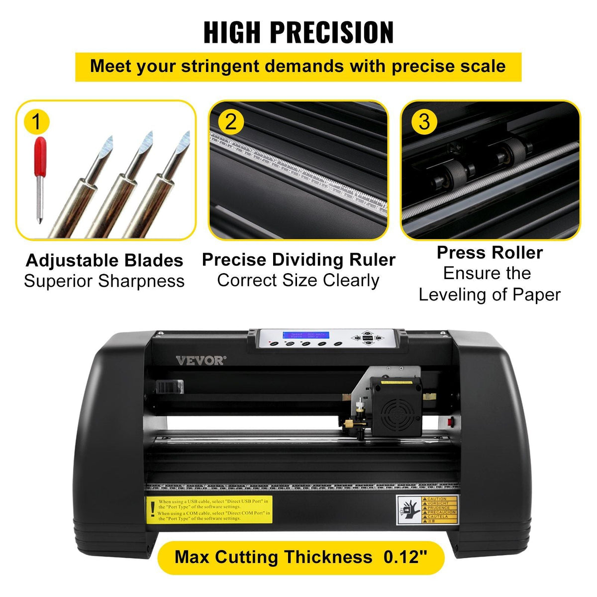 Vinyl Cutter Machine, 14in / 375mm, LED Plotter Printer, Precise Manual Positioning, Softwares Support MAC and Windows Systems, Adjustable Force and Speed, Floor Stand for Making Sign Label