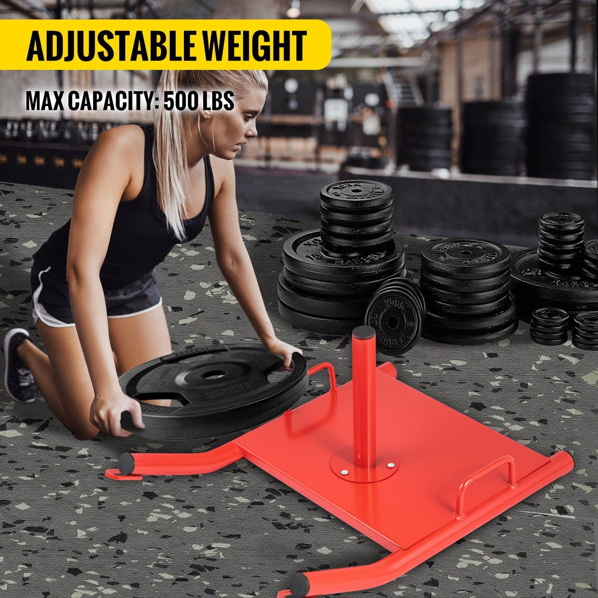 Weight Sled Push Pull Heavy High Training Sled Drag Fitness HD Power Speed Training Sled for Athletic Exercise and Fitness Strength Training ( Red )