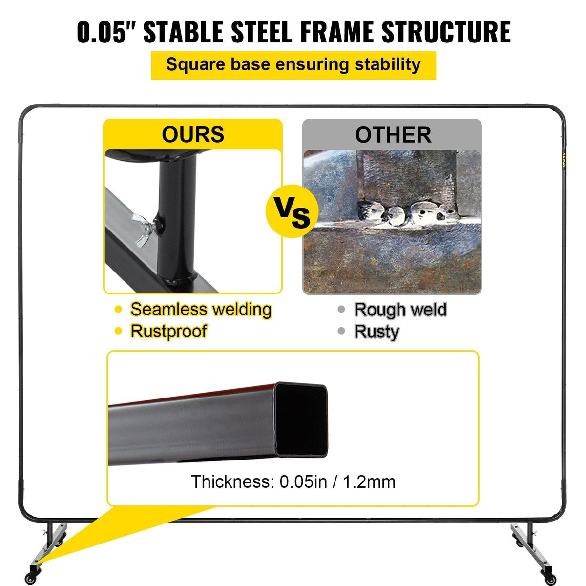 Welding Curtain, 6' x 8', Welding Screen with Metal Frame & 4 Wheels, Fireproof Fiberglass w/Transparent Window, for Workshop, Industrial Site, Red