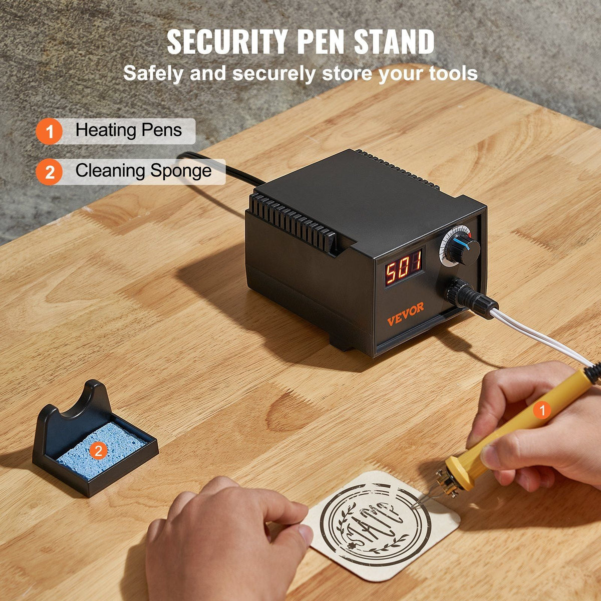 Wood Burning Kit, 200-700°C Adjustable Temperature with Display, Wood Burner with 1 Pyrography Pen, 1 Pen Holder, 23 Wire Nibs, 4 Wood Chip, 1 Tweezers, 1 Screwdriver, 1 Craft Knife,1 Sponge