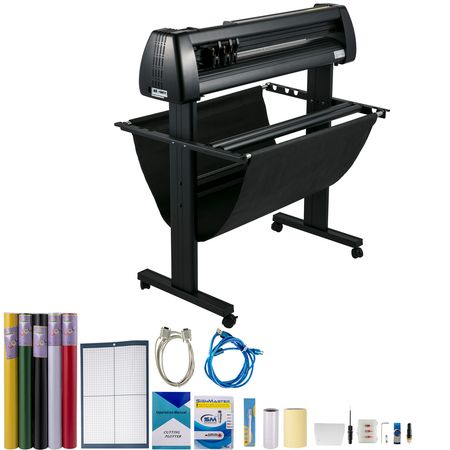 Vinyl Cutter, 34Inch Bundle, Vinyl Cutter Machine, Manual Vinyl Printer, LCD Display Plotter Cutter Sign Cutting with Signmaster Software for Design and Cut, with Supplies, Tools