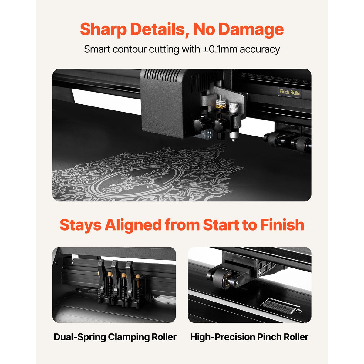 Vinyl Cutter Machine, 28 inch Max Feed Width, Dual Blades, Adjustable Force and Speed, LED Display, Vinyl Plotter Cutter Printer Bundle with Sticker Sheets, Transfer Film, Signmaster Software