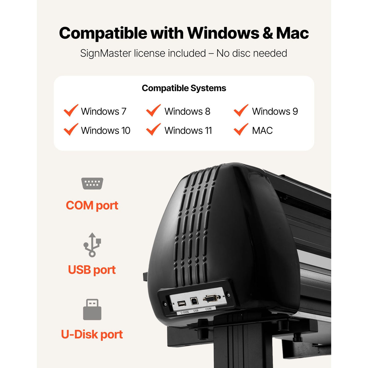 Vinyl Cutter Machine, 28 inch Max Feed Width, Dual Blades, Adjustable Force and Speed, LED Display, Vinyl Plotter Cutter Printer with Signmaster Software for Compatible with Windows and macOS