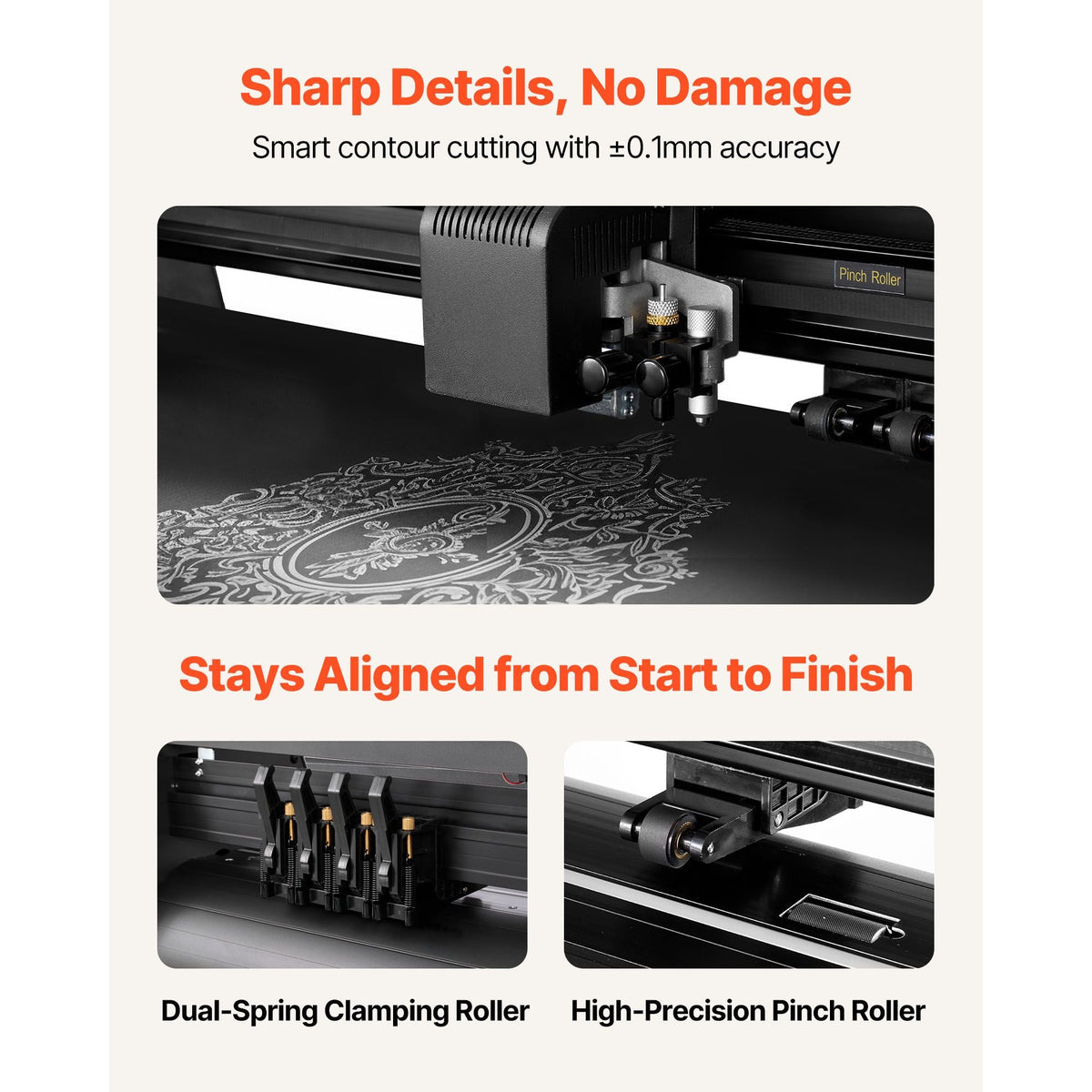 Vinyl Cutter Machine, 34 inch Max Feed Width, Dual Blades, Adjustable Force and Speed, LED Display, Vinyl Plotter Cutter Printer Bundle with Sticker Sheets, Transfer Film, Signmaster Software