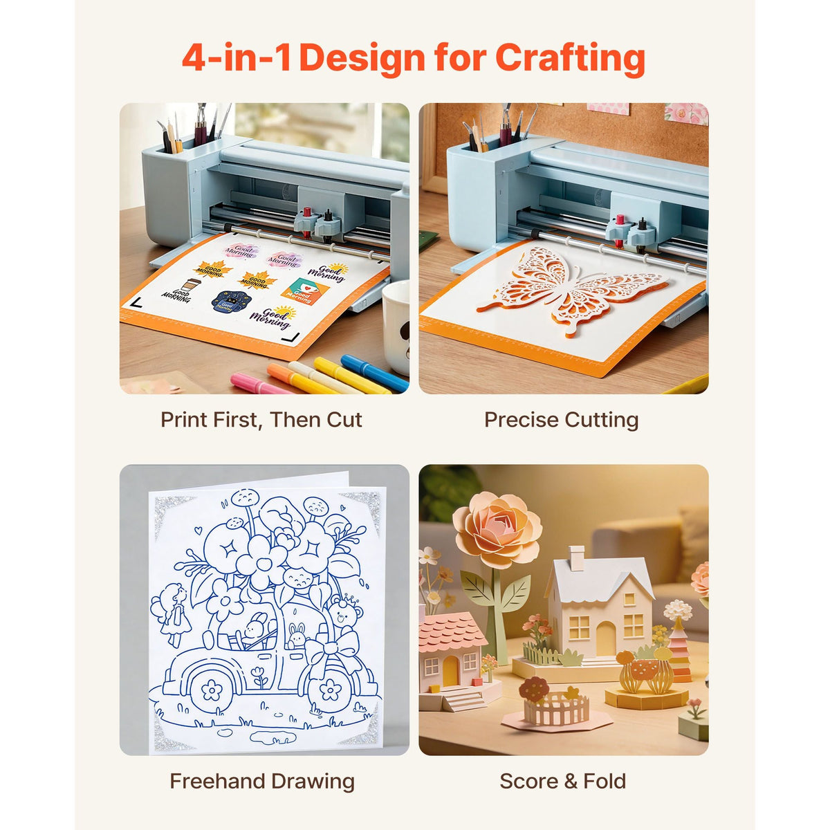 Vinyl Cutting Machine, 12 in, Button and Screen Controlled Vinyl Cutter, 5000+ Built-in Design Resources, Compatible with Mac, Windows, Android and iOS, for Creating Customized Crafts Cards