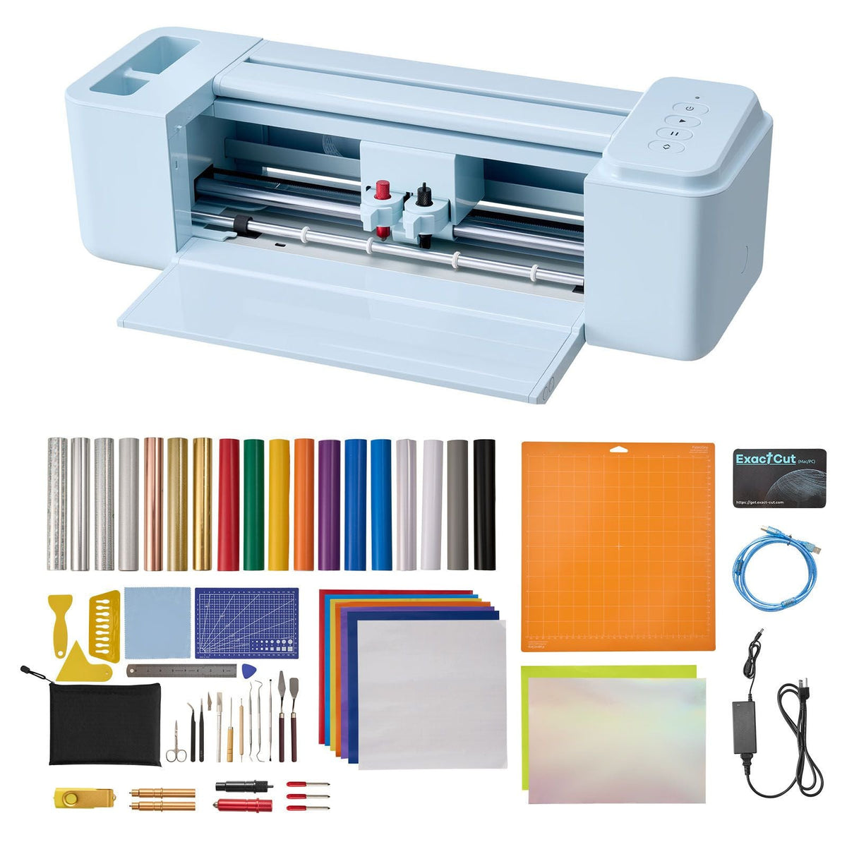 Vinyl Cutting Machine, 12 in, Button-Controlled Vinyl Cutter with Materials and Tool Kit, 5000+ Built-in Design Resources, Compatible with Mac, Windows, Android and iOS, for Customized Cards