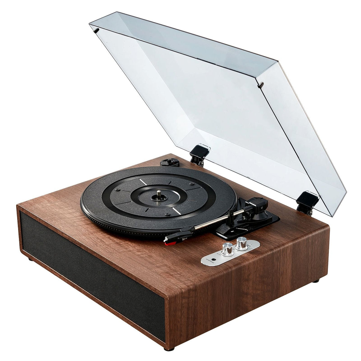 Vinyl Record Player, 3-Speed, Belt Driven Turntable Player with Built-in 10W Stereo Speakers Magnetic Cartridge, Support 33/45/78 RPM Bluetooth Aux in RCA Output, for 7/10 /12 in Vinyl Records