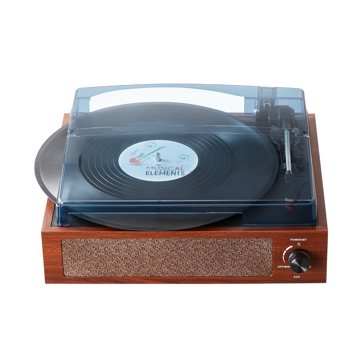 Vinyl Record Player, 3-Speed, Belt Driven Turntable Player with Built-in 5W Stereo Speakers Magnetic Cartridge, Support 33/45/78 RPM Bluetooth Aux in RCA Output, for 7/10 /12 in Vinyl Records