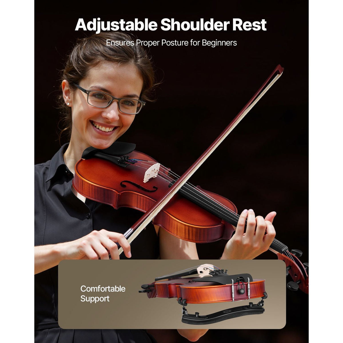 Violin 4/4 Full Size for Adults, Violin Fiddle Set for Beginners Student with Hard Case, Rosin, Bow, Shoulder Rest,Bridge,Extra Strings,Professional Solidwood Instrument (Matte Brown Patterned)
