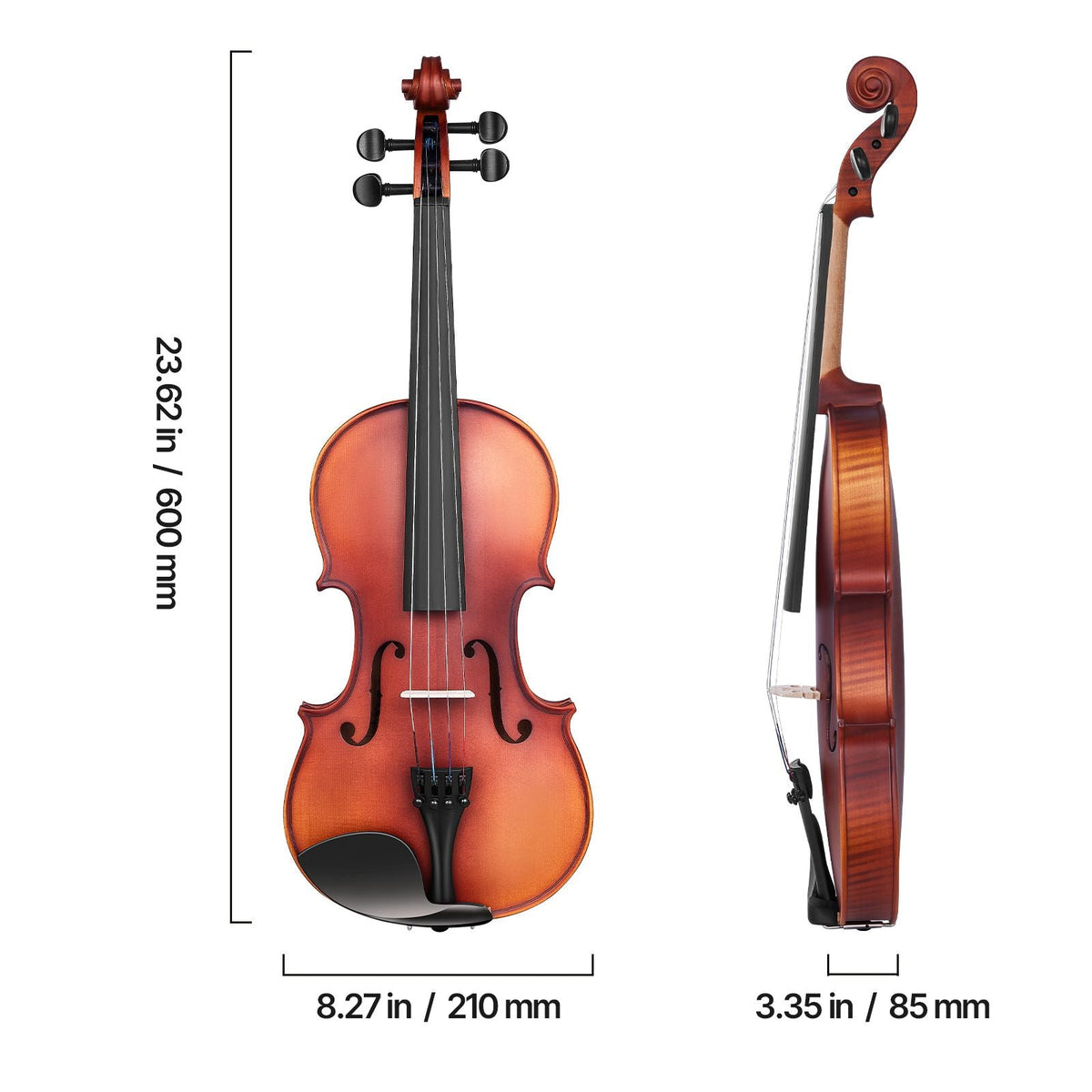 Violin 4/4 Full Size for Adults, Violin Fiddle Set for Beginners Student with Hard Case, Rosin, Bow, Shoulder Rest,Bridge,Extra Strings,Professional Solidwood Instrument (Matte Brown Patterned)