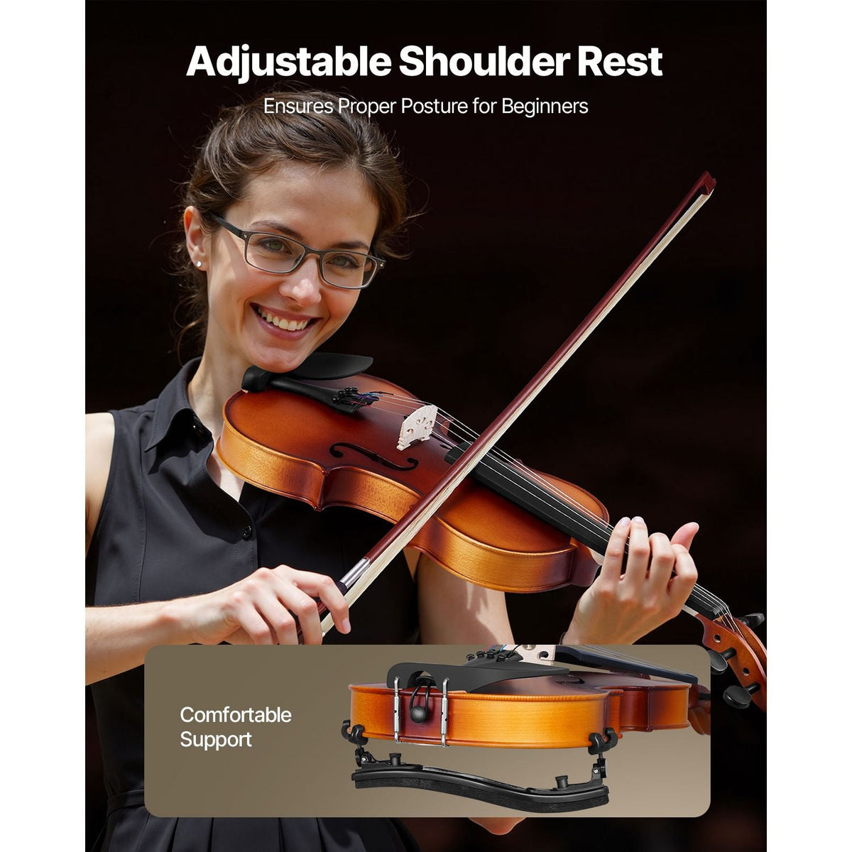 Violin 4/4 Full Size for Adults, Violin Fiddle Set for Beginners Student with Hard Case, Rosin, Bow, Shoulder Rest,Bridge,Extra Strings,Professional Solidwood Instrument (Matte Brown)