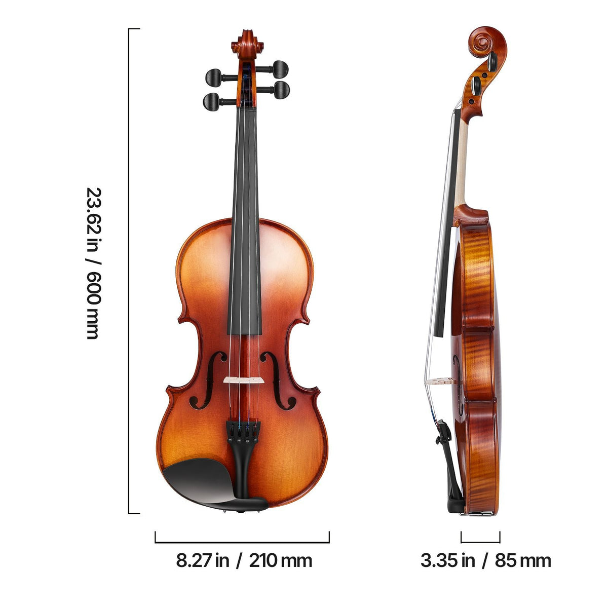 Violin 4/4 Full Size for Adults, Violin Fiddle Set for Beginners Student with Hard Case,Rosin, Bow,Shoulder Rest,Bridge,Extra Strings,Professional Solidwood Instrument (Glossy Brown Patterned)