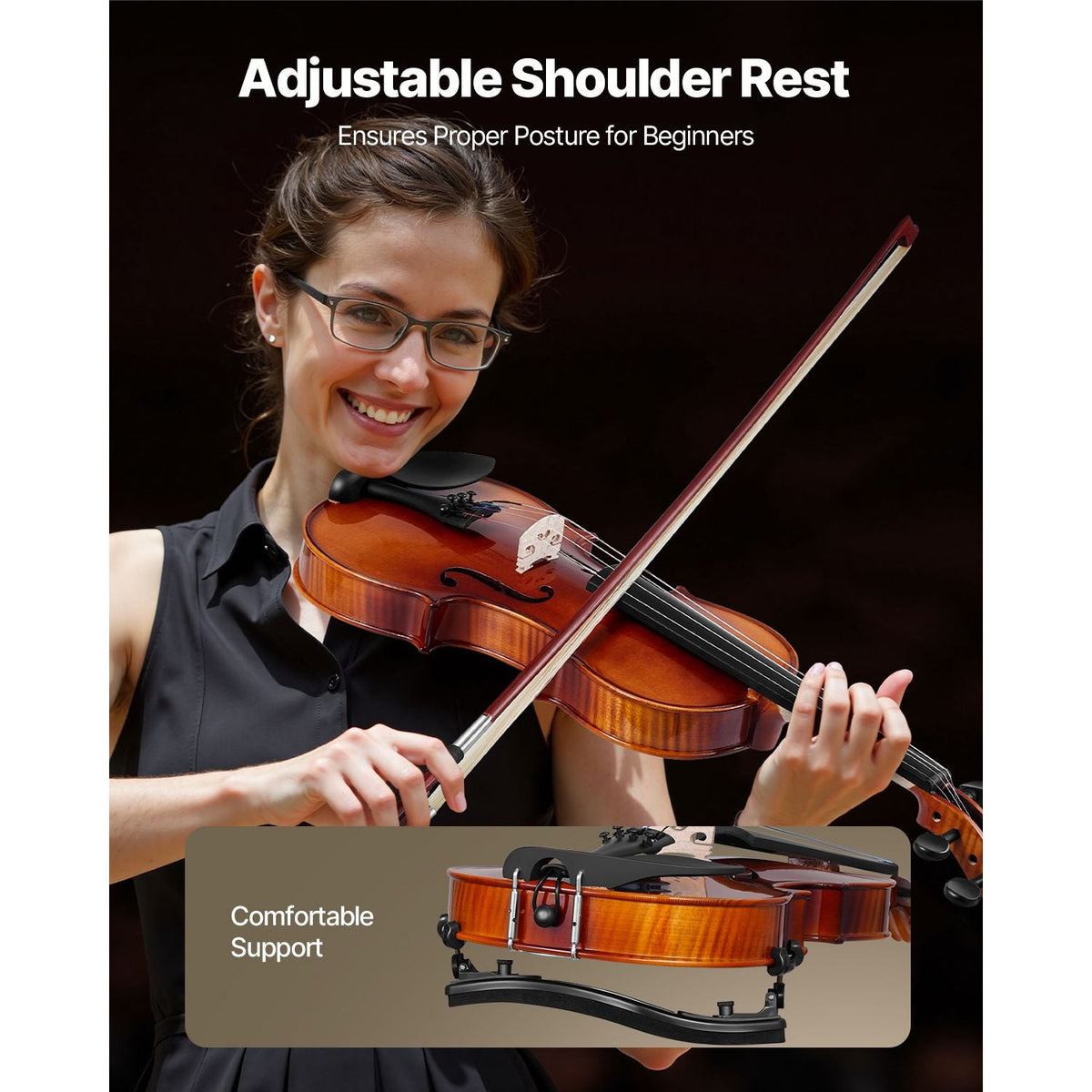Violin 4/4 Full Size for Adults, Violin Fiddle Set for Beginners Student with Hard Case,Rosin, Bow,Shoulder Rest,Bridge,Extra Strings,Professional Solidwood Instrument (Glossy Brown Patterned)