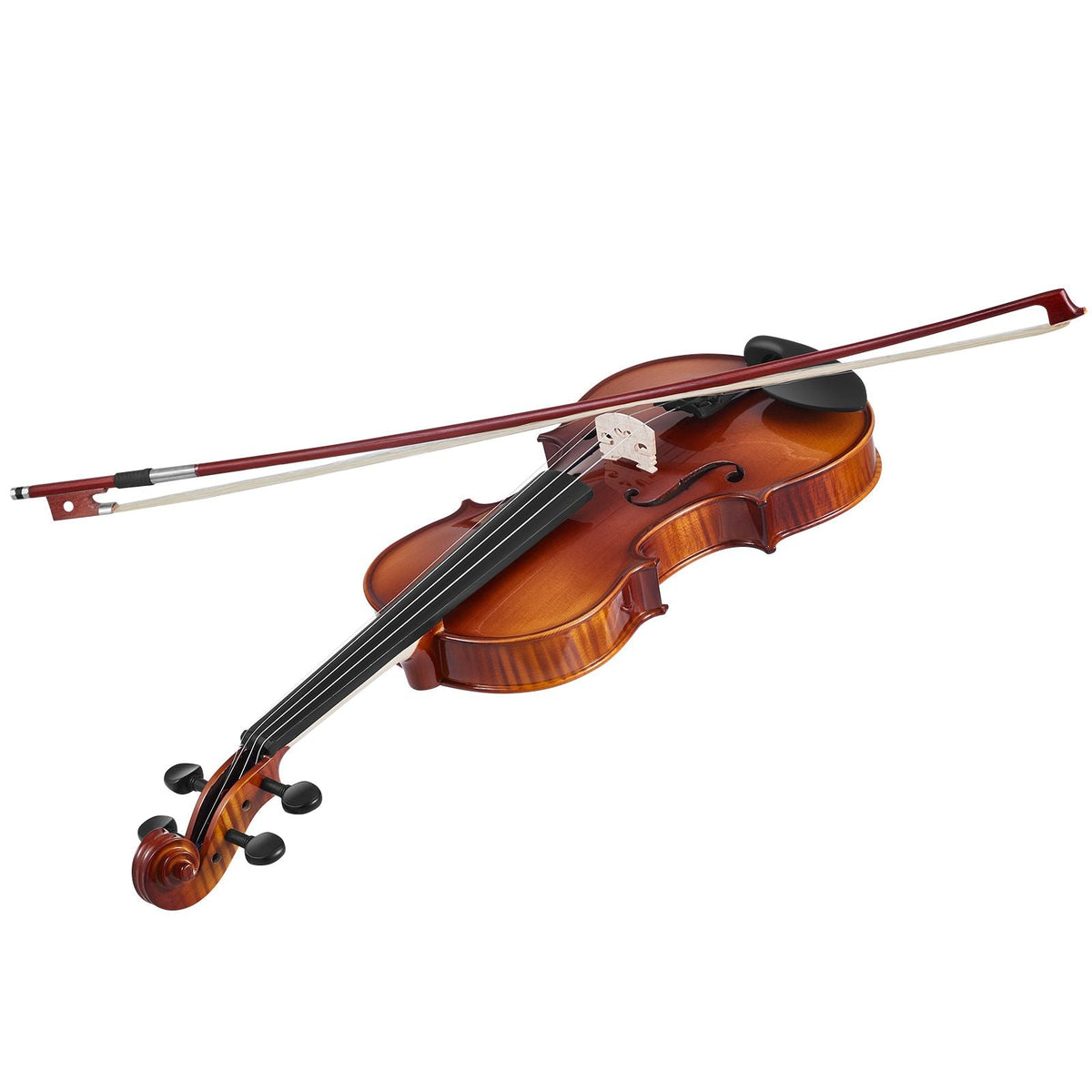 Violin 4/4 Full Size for Adults, Violin Fiddle Set for Beginners Student with Hard Case,Rosin, Bow,Shoulder Rest,Bridge,Extra Strings,Professional Solidwood Instrument (Glossy Brown Patterned)