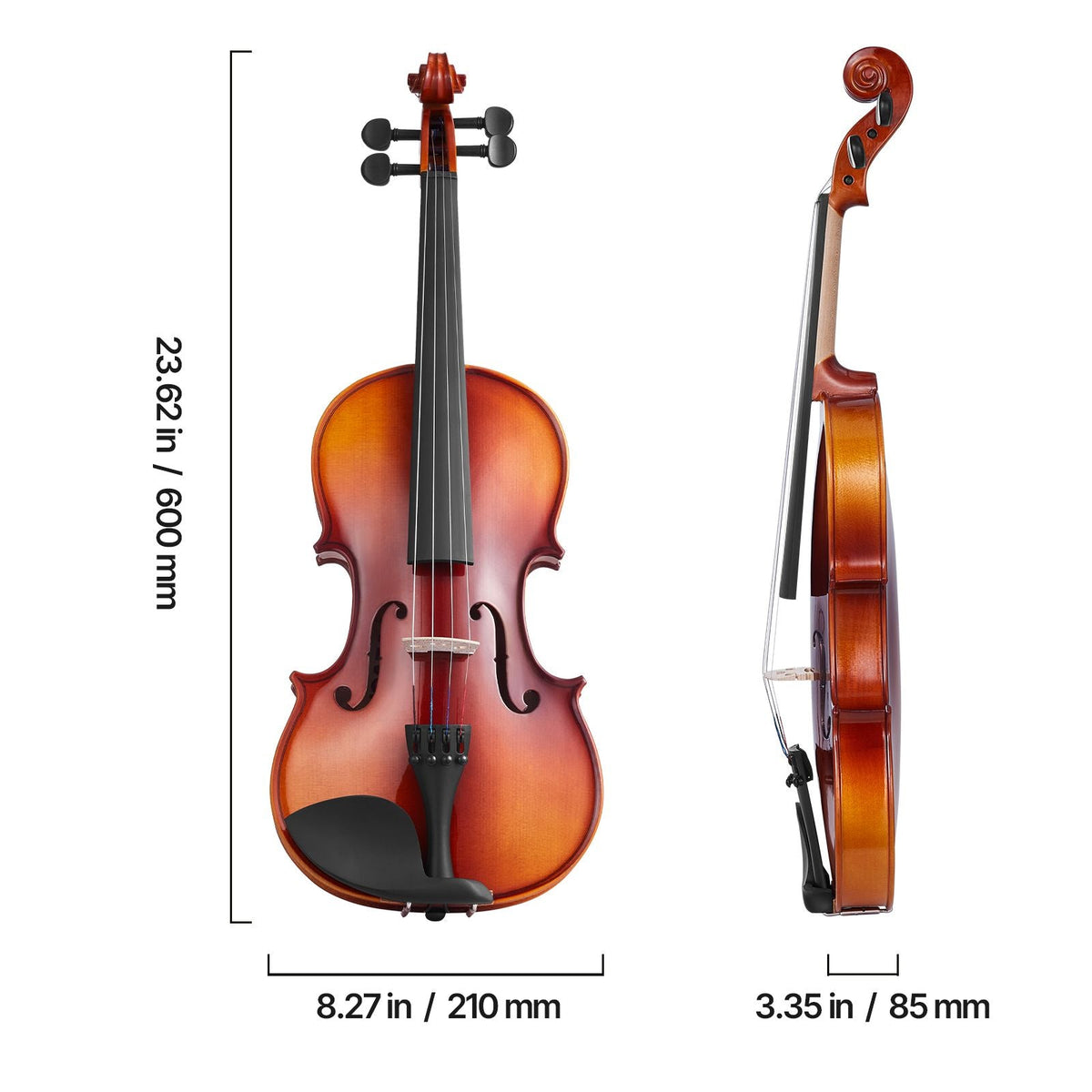 Violin 4/4 Full Size for Adults, Violin Fiddle Set for Beginners Student with Hard Case,Rosin, Bow,Shoulder Rest,Bridge,Extra Strings,Professional Solidwood Instrument (Glossy Brown)