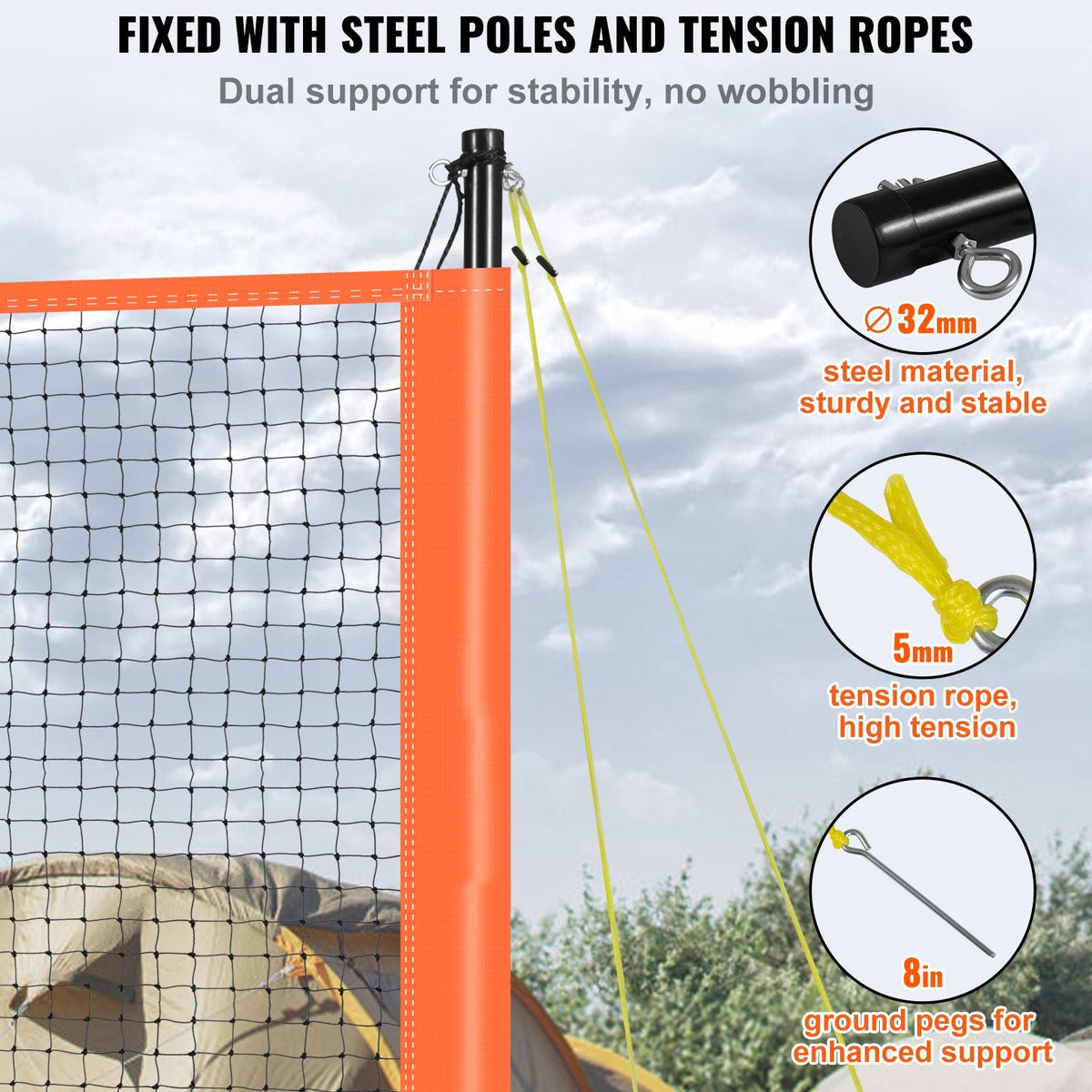Volleyball and Badminton Set, Outdoor Portable Badminton Net, Adjustable Height Steel Poles, Professional Combo Set with PVC Volleyball, Pump, Carrying Bag, Easy Setup for Backyard Beach Lawn