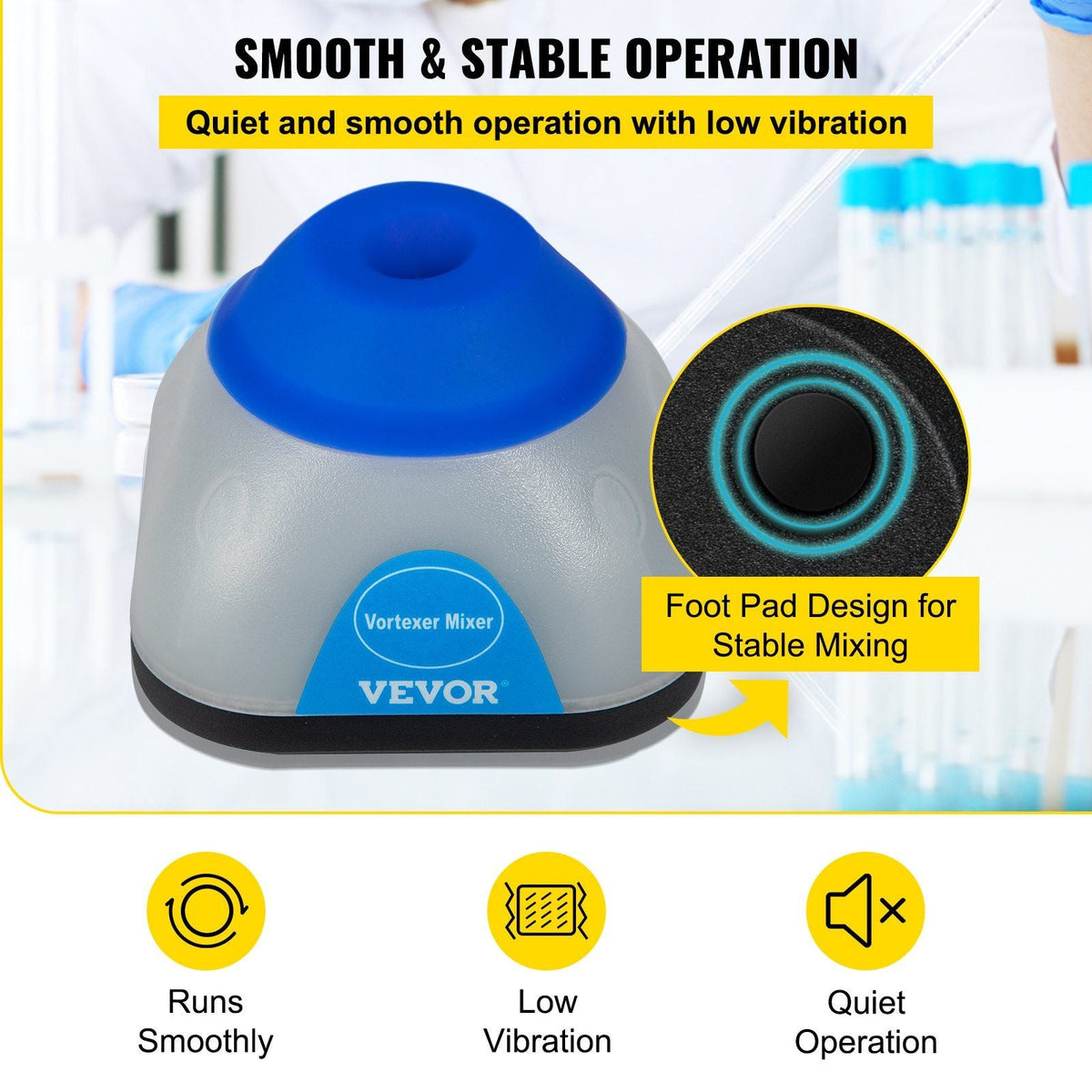 Vortex Mixer, 3000rpm Mini Vortex Mixer Shaker, Touch Function Scientific Lab Vortex Shaker, Mix Up to 50ml, 6mm Orbital Diameter for Test Tube, Tattoo Ink, Nail Polish, Eyelash Adhesives, Paint