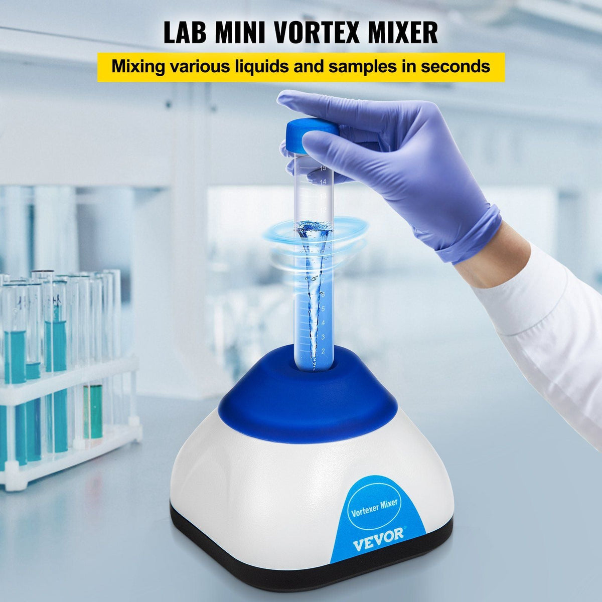 Vortex Mixer, 6000RPM Mini Vortex Mixer Shaker, Touch Function Scientific Lab Vortex Shaker, Mix Up to 50ML, 6mm Orbital Diameter for Test Tube, Tattoo Ink, Nail Polish, Eyelash Adhesives, Paint