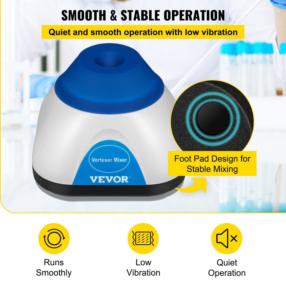 Vortex Mixer, 6000RPM Mini Vortex Mixer Shaker, Touch Function Scientific Lab Vortex Shaker, Mix Up to 50ML, 6mm Orbital Diameter for Test Tube, Tattoo Ink, Nail Polish, Eyelash Adhesives, Paint