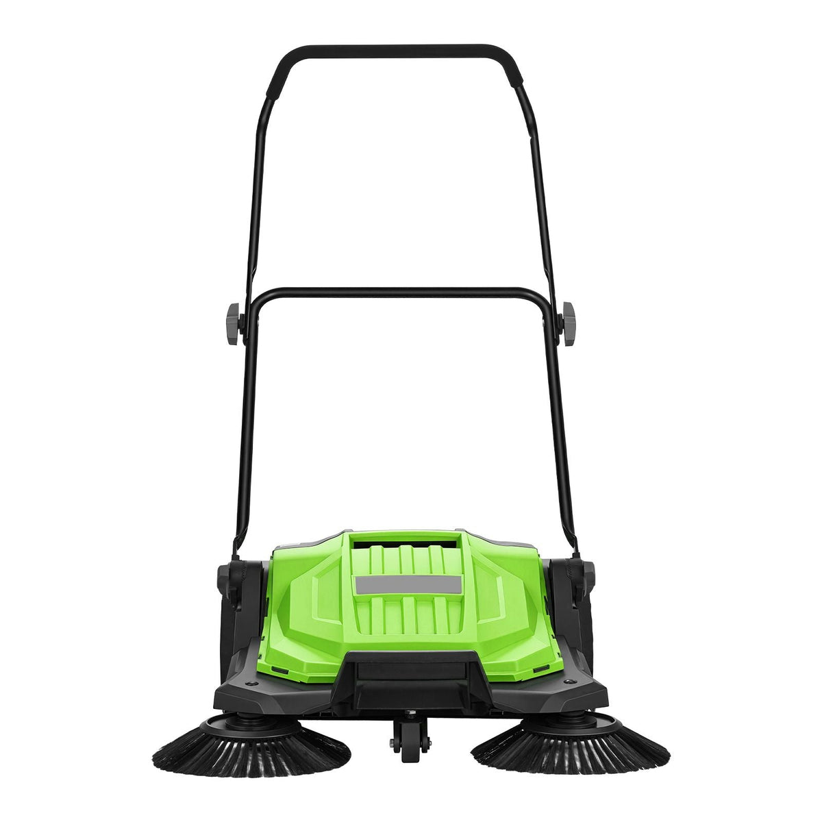 Walk-Behind Hand Push Floor Sweeper, Manual Floor Sweeper Non-Electric with 25.6" Sweeping Width, 5 Gallons Waste Container & Adjustable Folding Handle for Yards Walkways Patios Garages - Green