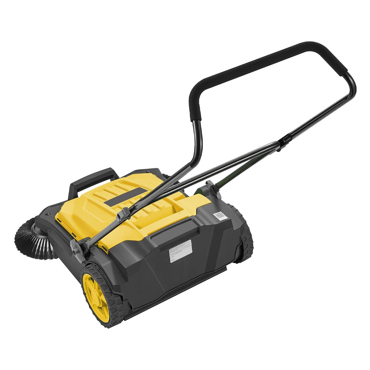 Walk-Behind Hand Push Floor Sweeper, Manual Floor Sweeper Non-Electric with 25.6" Sweeping Width, 5 Gallons Waste Container & Adjustable Folding Handle for Yards Walkways Patios Garages - Yellow
