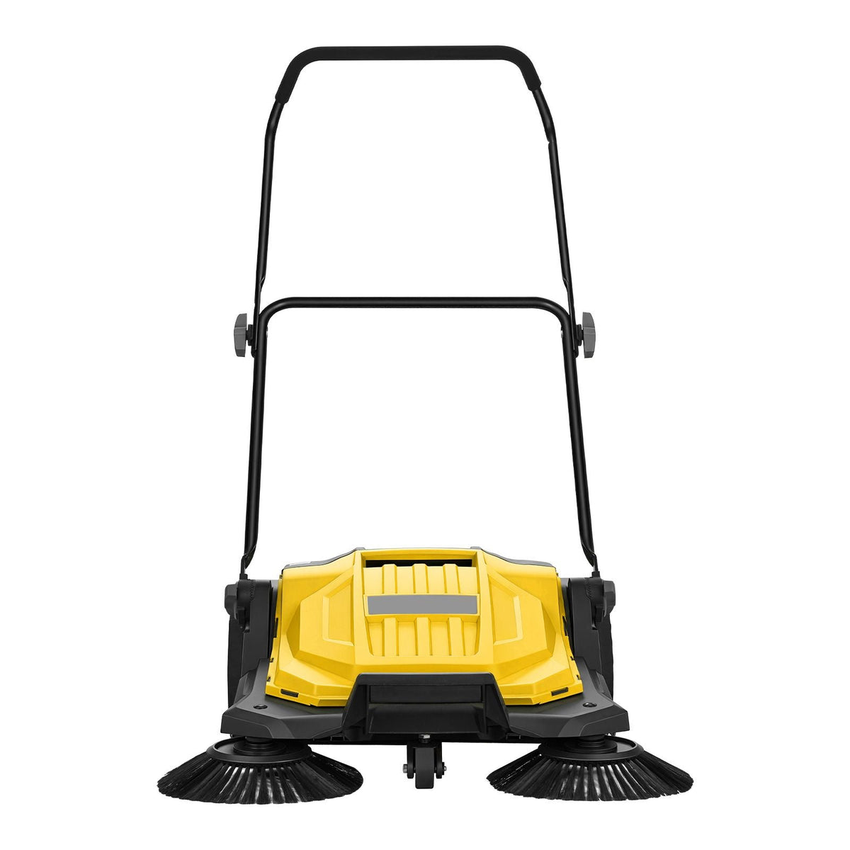 Walk-Behind Hand Push Floor Sweeper, Manual Floor Sweeper Non-Electric with 25.6" Sweeping Width, 5 Gallons Waste Container & Adjustable Folding Handle for Yards Walkways Patios Garages - Yellow