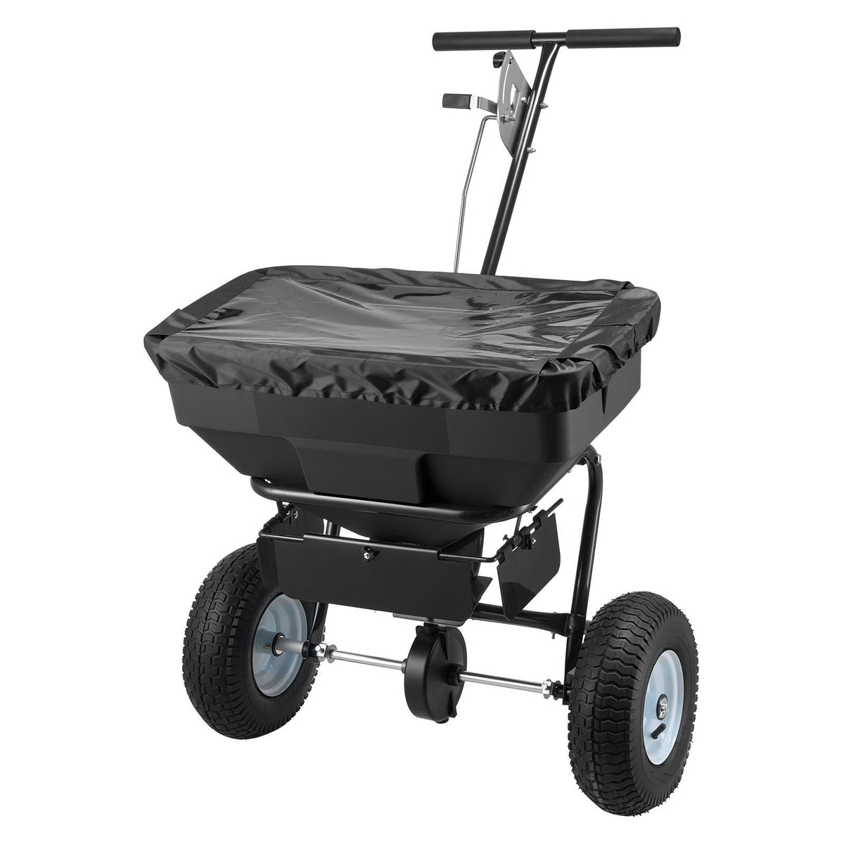 Walk-Behind Spreader, 12ft Spreading Width, Push Broadcast Spreader with 13" All-Terrain Tires, Adjustable Flow Control, 130lbs Capacity Hopper, Lawn Spreaders for Fertilizer Seed Ice Melt