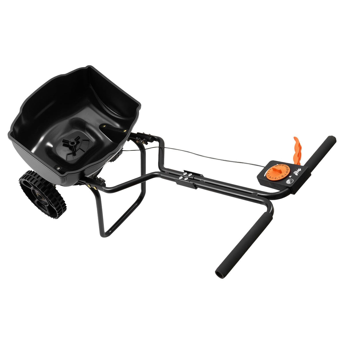 Walk-Behind Spreader, 9.8ft Spreading Width, Push Broadcast Spreader with 10" All-Terrain Tires, Adjustable Flow Control, 15lbs Capacity Hopper, Lawn Spreaders for Fertilizer Seed Small Home Use