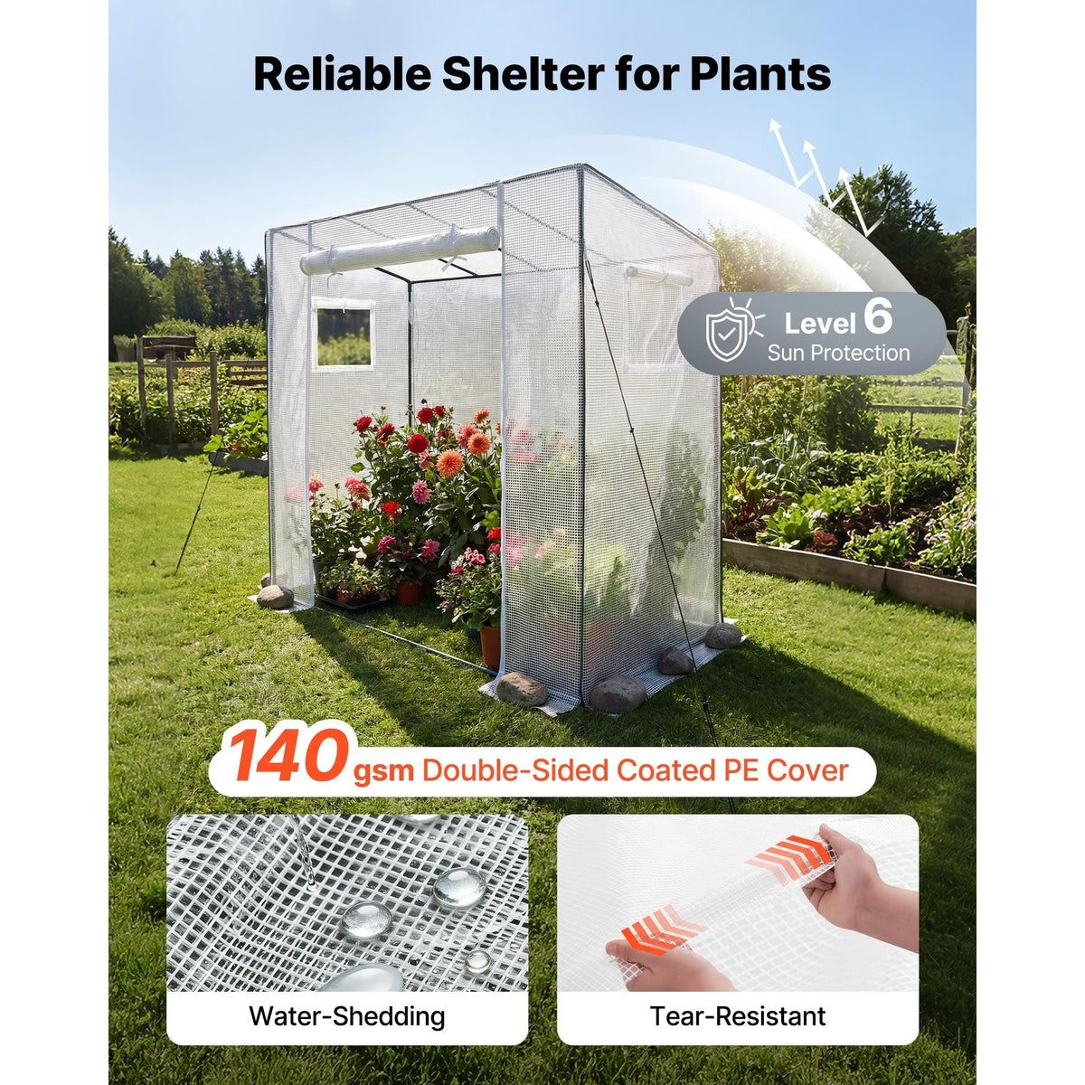 Walk-in Greenhouse, 76.8" x 30.3" x 66.1" Greenhouse for Outdoors with Windows, PE Cover, Roll-Up Zipper Door, Walk in Green House Kit, Portable Plant Garden Hot House for Backyard, Outside