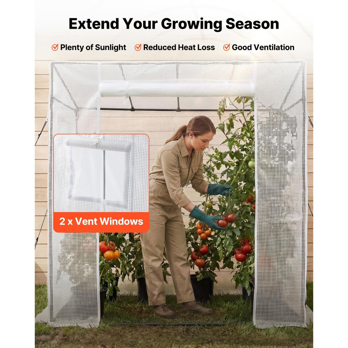 Walk-in Greenhouse, 76.8" x 30.3" x 66.1" Greenhouse for Outdoors with Windows, PE Cover, Roll-Up Zipper Door, Walk in Green House Kit, Portable Plant Garden Hot House for Backyard, Outside