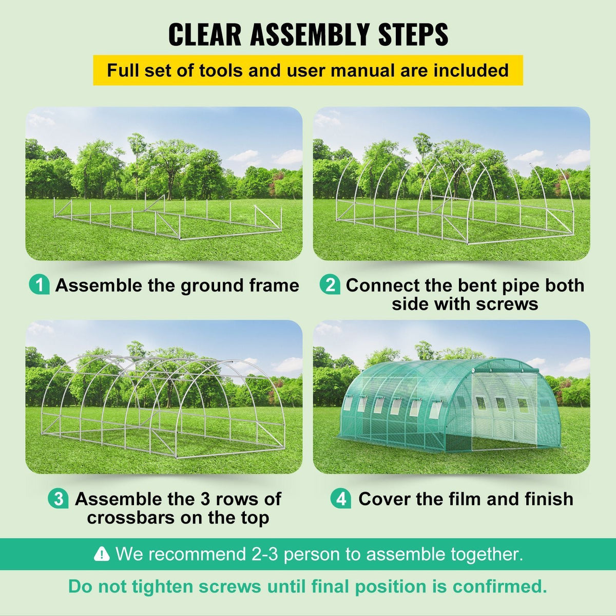 Walk-in Tunnel Greenhouse, 20 x 10 x 7 ft Portable Plant Hot House with Galvanized Steel Hoops, 3 Top Beams, Diagonal Poles, 2 Zippered Doors & 12 Roll-up Windows, Green