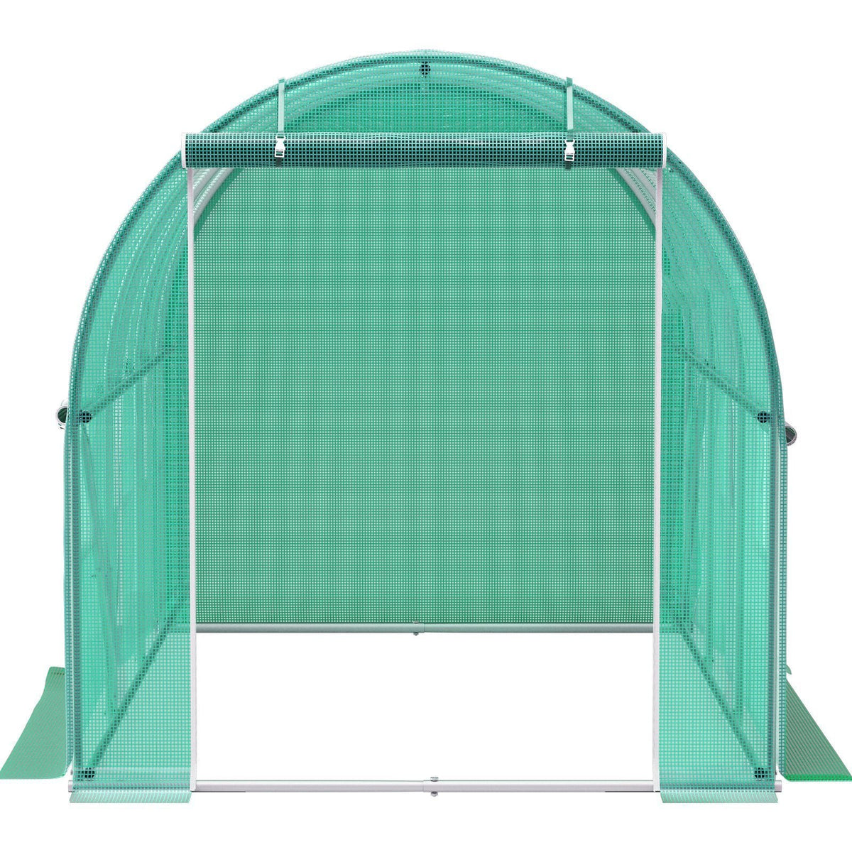 Walk-in Tunnel Greenhouse, 9.8 x 6.6 x 6.6 ft Portable Plant Hot House with Galvanized Steel Hoops, 1 Top Beam, Diagonal Poles, Zippered Door & 6 Roll-up Windows, Green