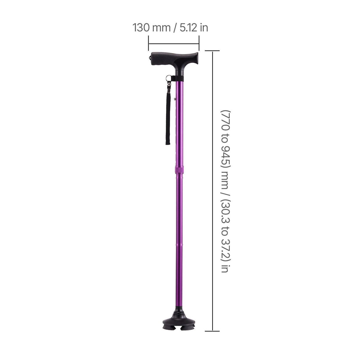 Walking Cane Folding Walking Stick with 8-Level Height & 4-Pronged Pivoting Base