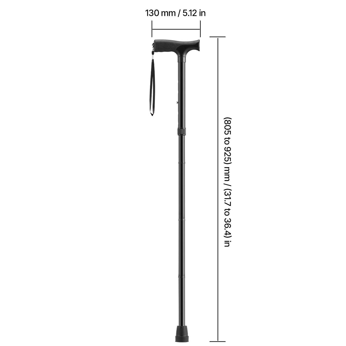 Walking Cane for Man Woman, Folding Walking Stick with 5-Level Adjustable Height & Anti-Slip Rubber Tip, Lightweight and Portable Aluminum Mobility Walking Aid for Seniors Adults, 220LBS Loading