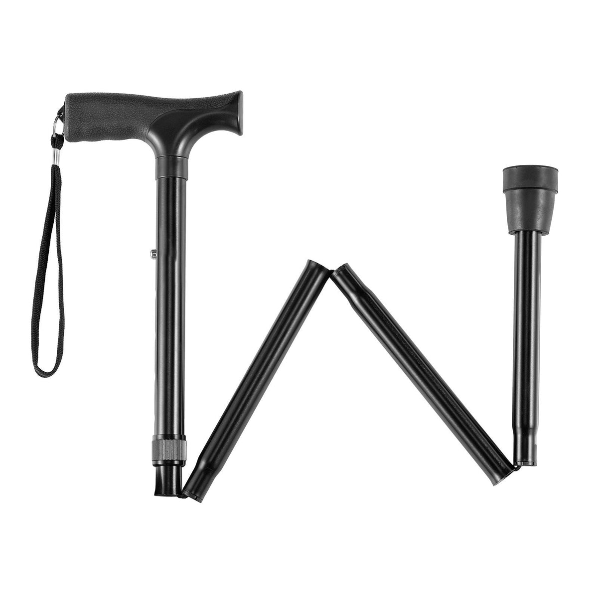 Walking Cane for Man Woman, Folding Walking Stick with 5-Level Adjustable Height & Anti-Slip Rubber Tip, Lightweight and Portable Aluminum Mobility Walking Aid for Seniors Adults, 220LBS Loading