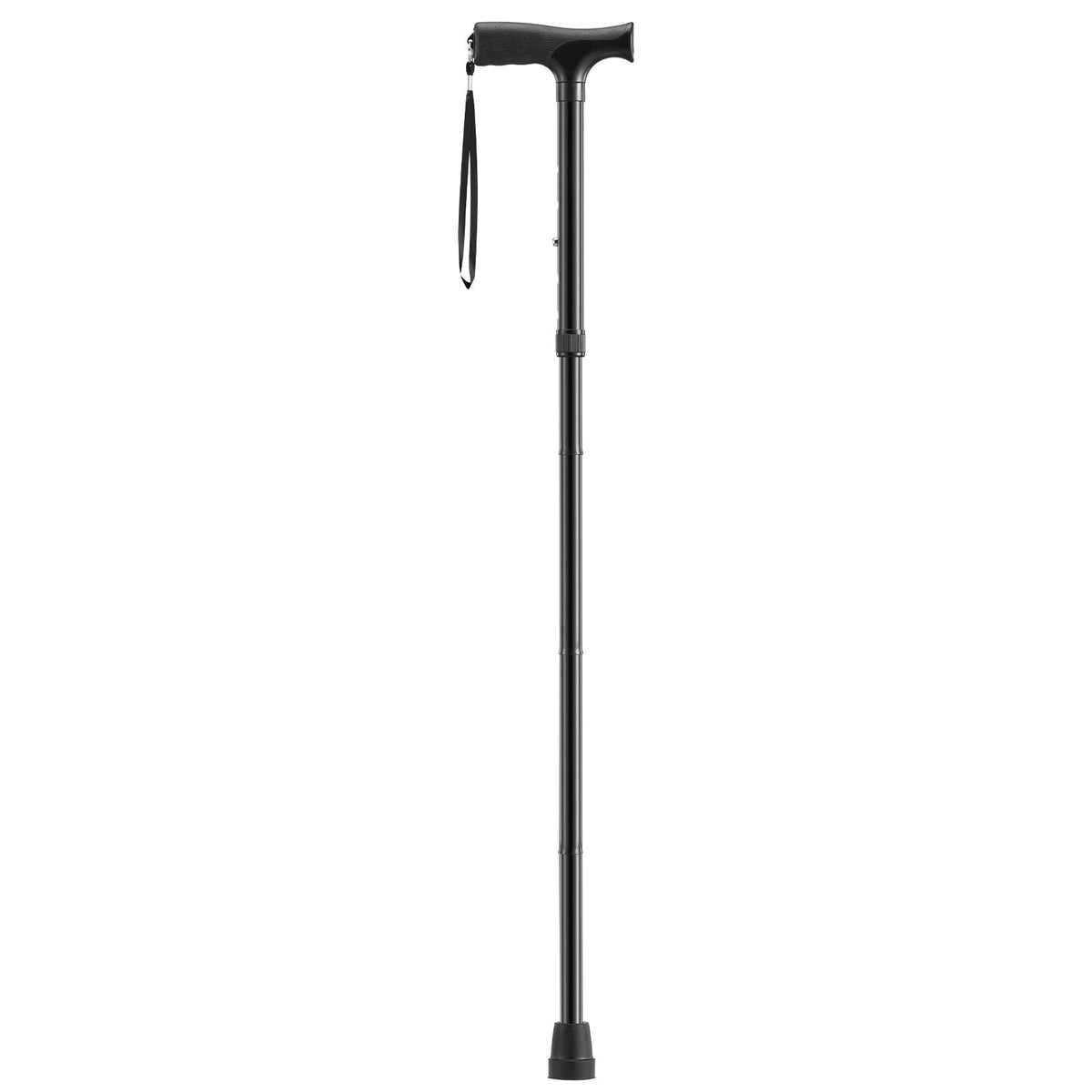 Walking Cane for Man Woman, Folding Walking Stick with 5-Level Adjustable Height & Anti-Slip Rubber Tip, Lightweight and Portable Aluminum Mobility Walking Aid for Seniors Adults, 220LBS Loading
