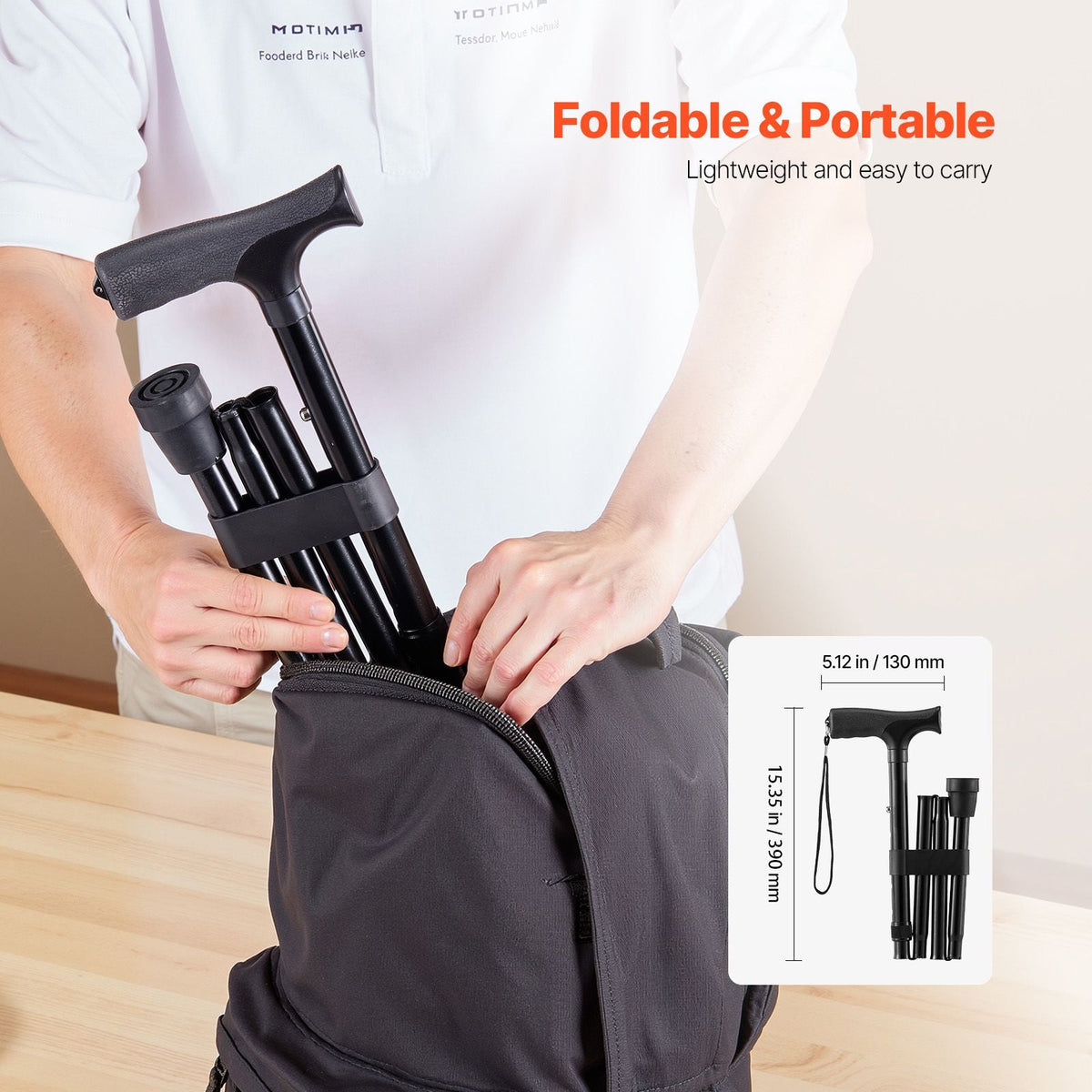 Walking Cane for Man Woman, Folding Walking Stick with 5-Level Adjustable Height & Anti-Slip Rubber Tip, Lightweight and Portable Aluminum Mobility Walking Aid for Seniors Adults, 220LBS Loading