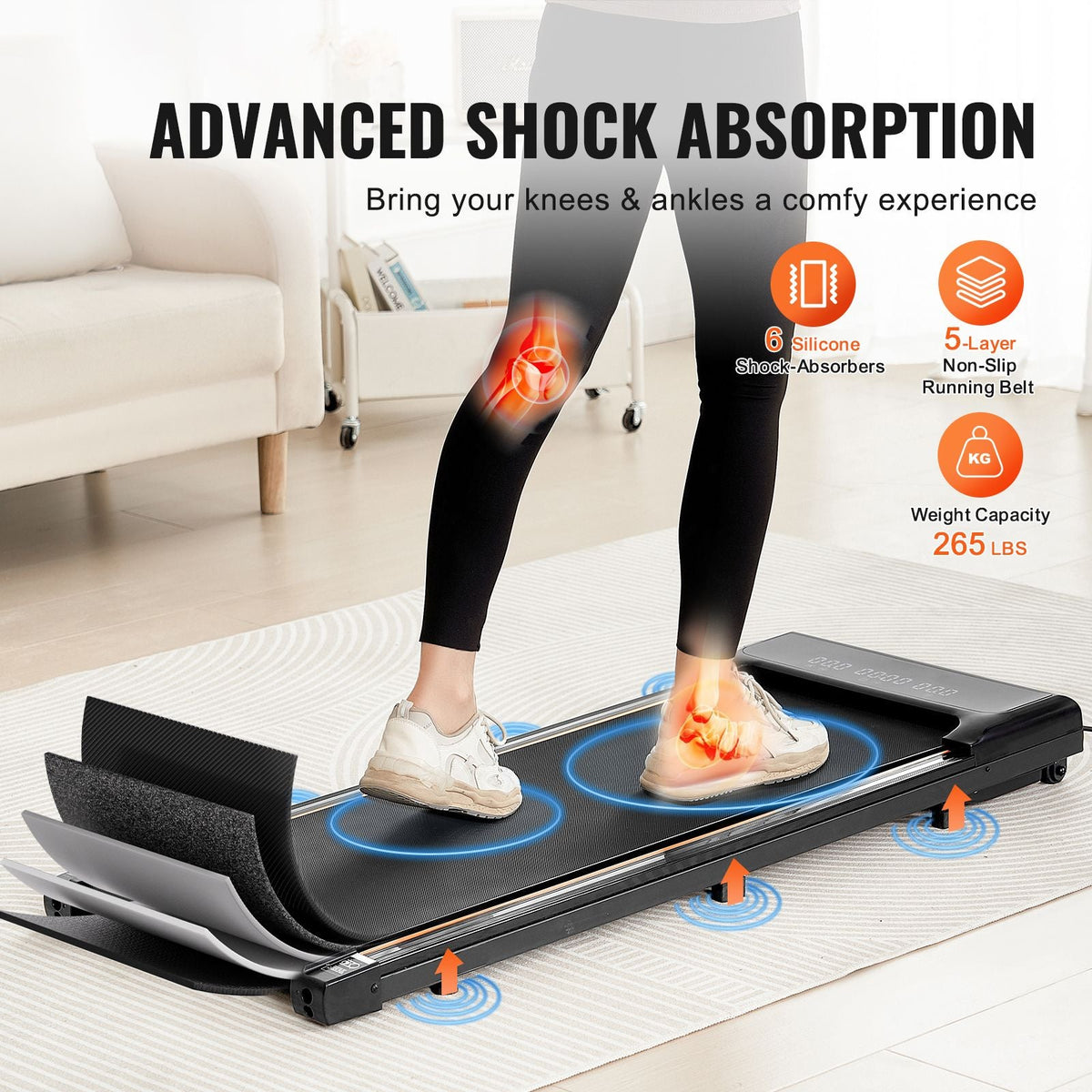 Walking Pad, Under Desk Treadmill for Home Office, Working Walking Jogging Machine, 265 Lbs Capacity 2.5HP Portable Lightweight Walking Pad, with Remote Control and LED Display