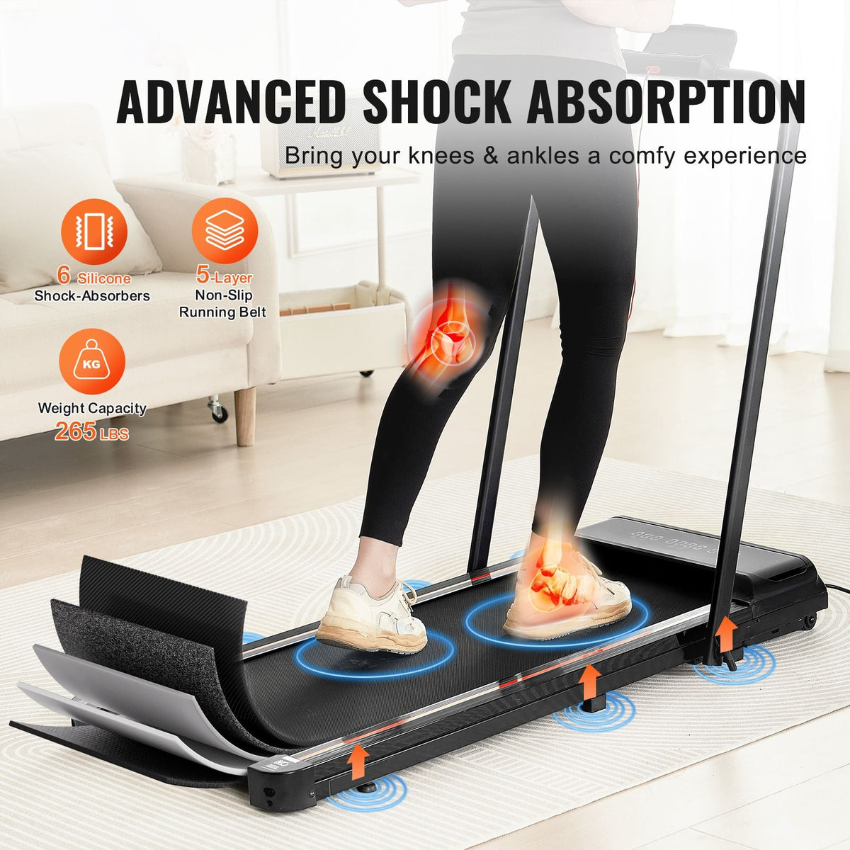 Walking Pad, Under Desk Treadmill for Home Office, Working Walking Running Machine, 265 Lbs Capacity Folding Treadmill, 2.5HP 2 in 1 Portable Pad with Handle Bar, Remote Control and LED Display