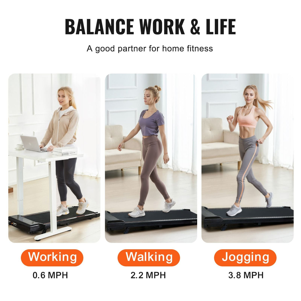 Walking Pad, Under Desk Treadmill with Incline, Working Walking Jogging Machine for Home Office, 265 Lbs Capacity 2.5HP Portable Walking Pad, with Remote Control, LED Display, and Bluetooth