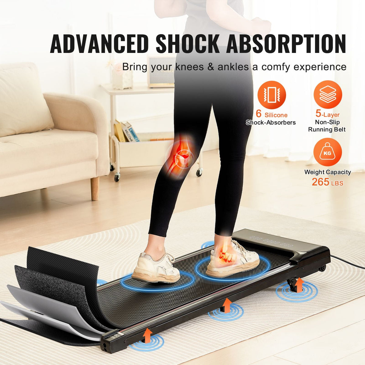 Walking Pad, Under Desk Treadmill with Incline, Working Walking Jogging Machine for Home Office, 265 Lbs Capacity 2.5HP Portable Walking Pad, with Remote Control, LED Display, and Bluetooth