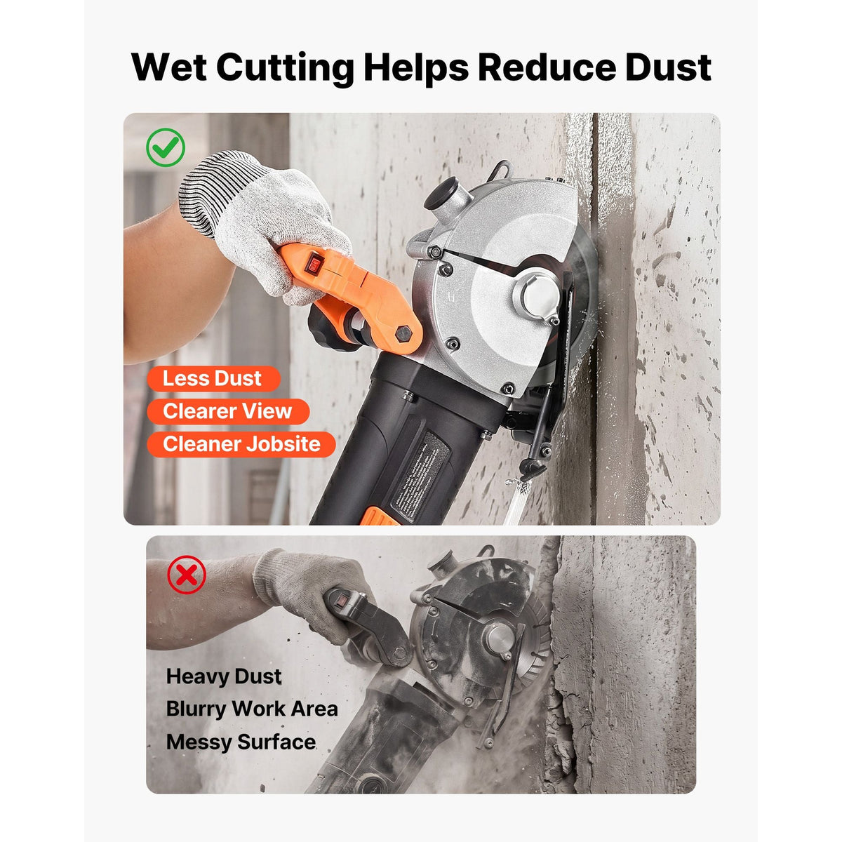 Wall Chaser, 4800W Electric Wall Groove Cutting Machine, 6800 RPM Max Speed, Concrete Slotting Cutter with Guide Line, 5 pcs Blades, Adjustable Handle for Cutting Grooves in Brick, Concrete
