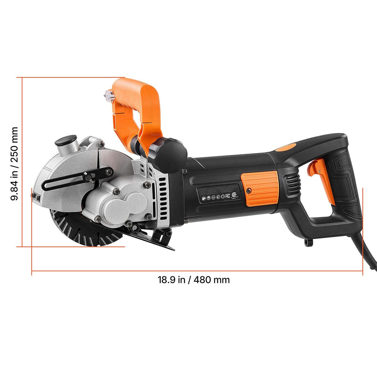 Wall Chaser, 4800W Electric Wall Groove Cutting Machine, 6800 RPM Max Speed, Concrete Slotting Cutter with Guide Line, 5 pcs Blades, Adjustable Handle for Cutting Grooves in Brick, Concrete