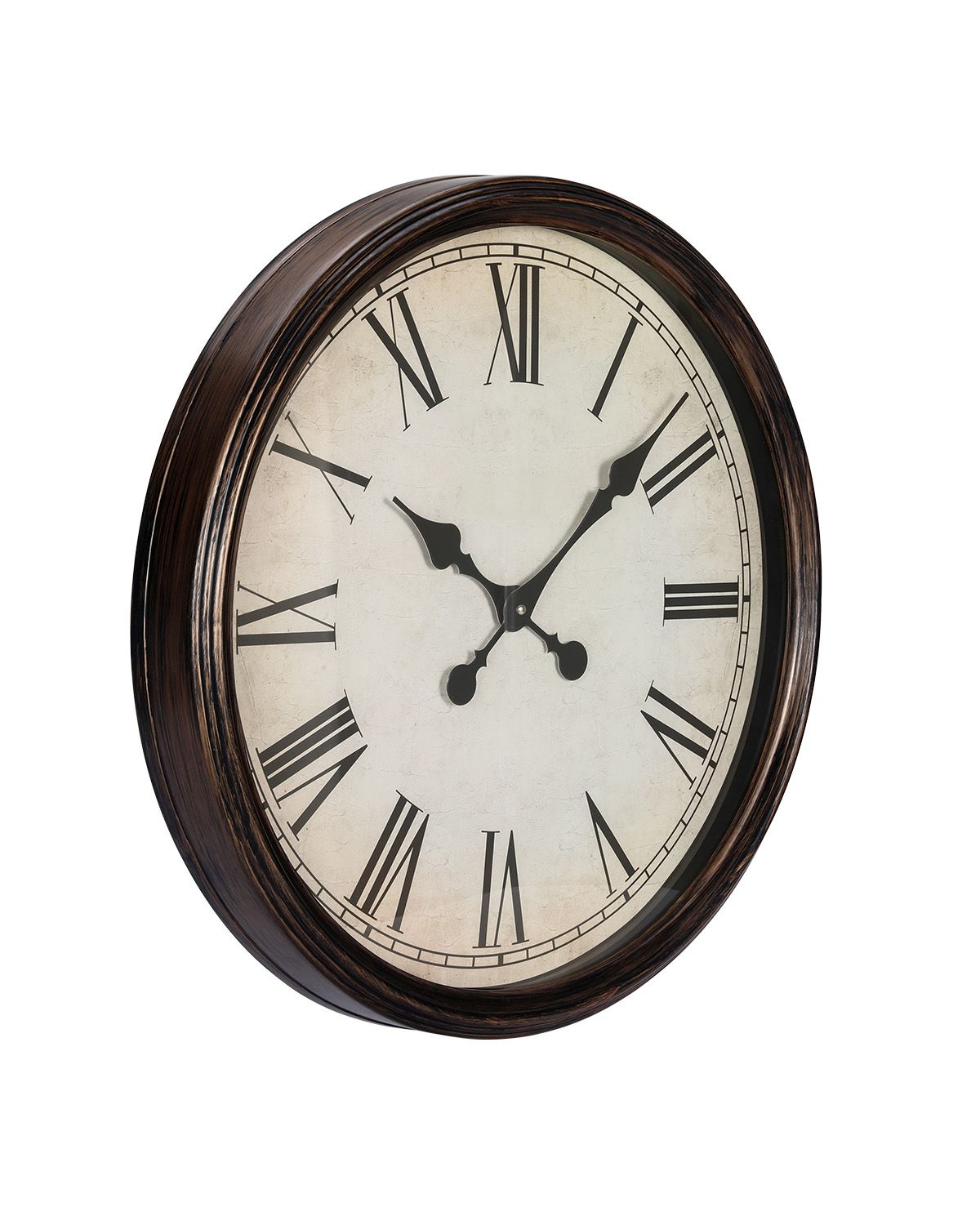 Wall Clock, 20 in Wall Clock Roman Numerals, Battery Operated Non Ticking Silent Classic Decorative Round Clocks, for Living Room Bedroom Office Kitchen Dining Room Home Decor Farmhouse, Brown