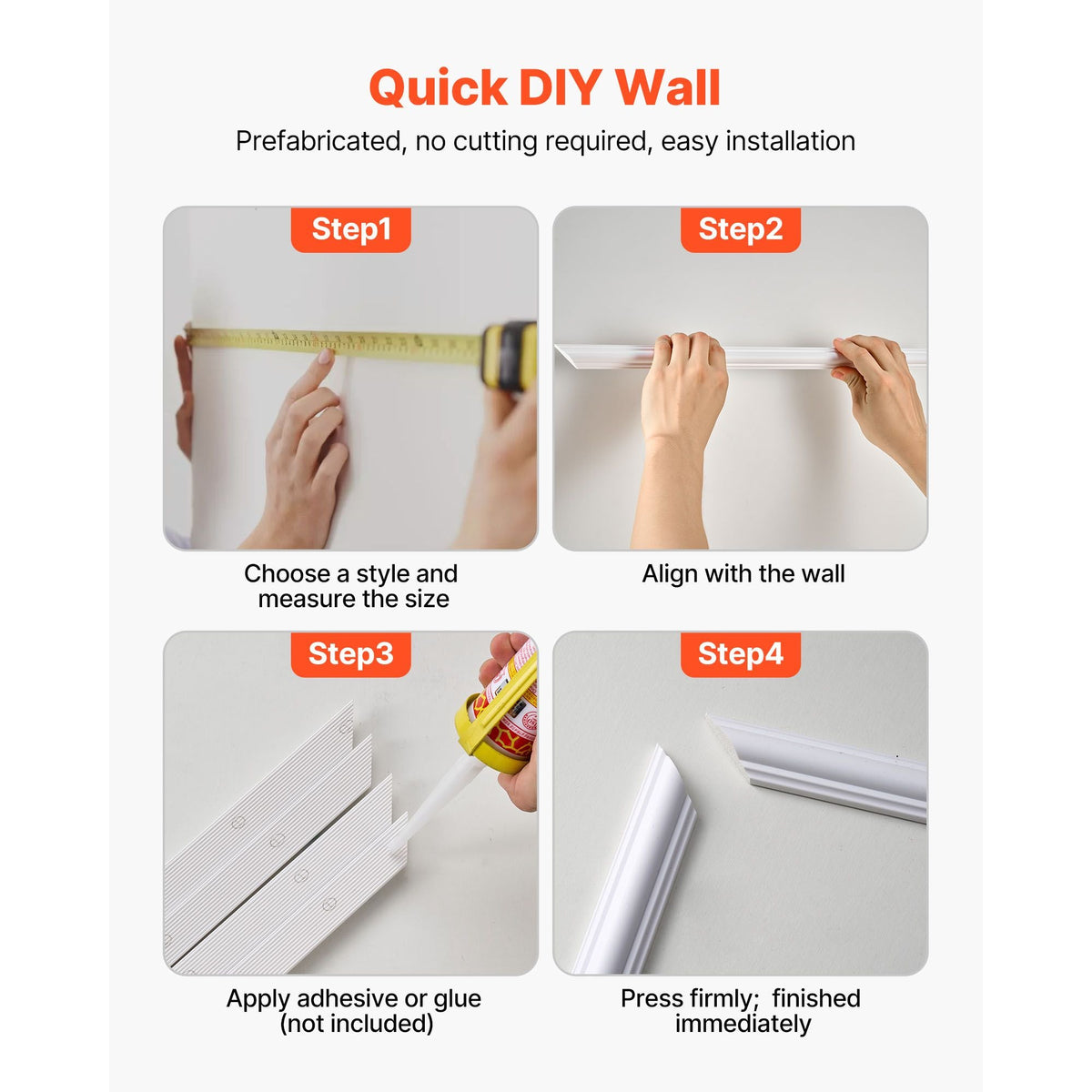 Wall Molding 12 Pack, 20 x 20 in Wainscoting Panels Kit, Lightweight Paintable Polystyrene, Easy to Install, Waterproof Accent Wall Trim for Interior Décor Living Room, Bedroom, Home, White